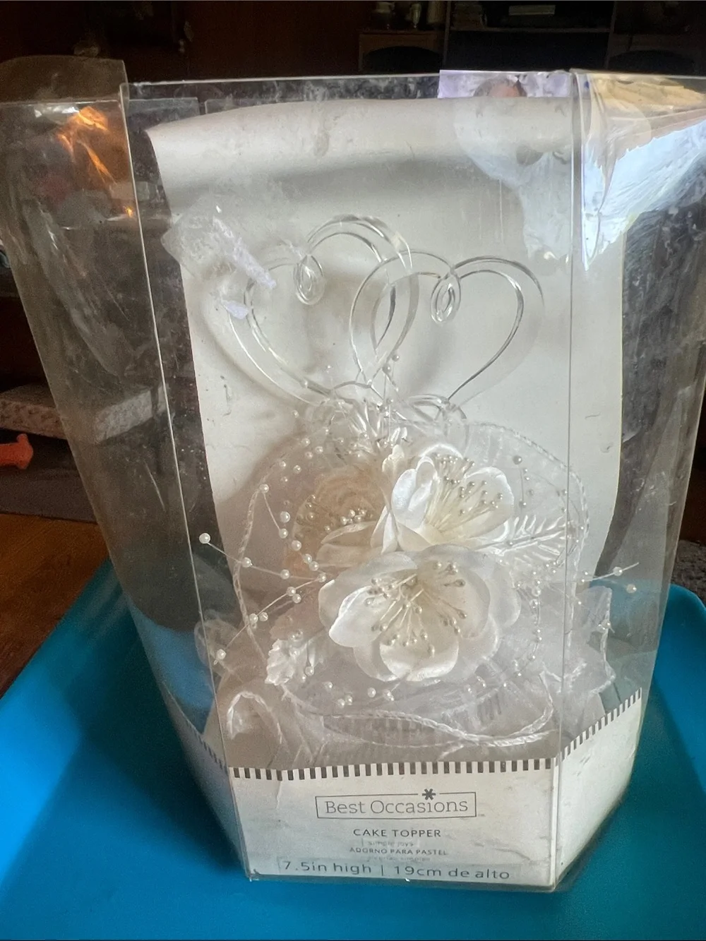 White Floral Heart Cake Topper